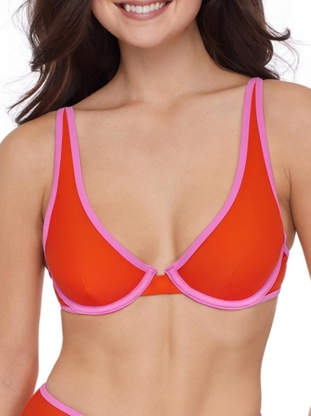 NWT Stevie Plunge Underwire Red & Pink Plunge Underwire Bikini Top Size Medium
